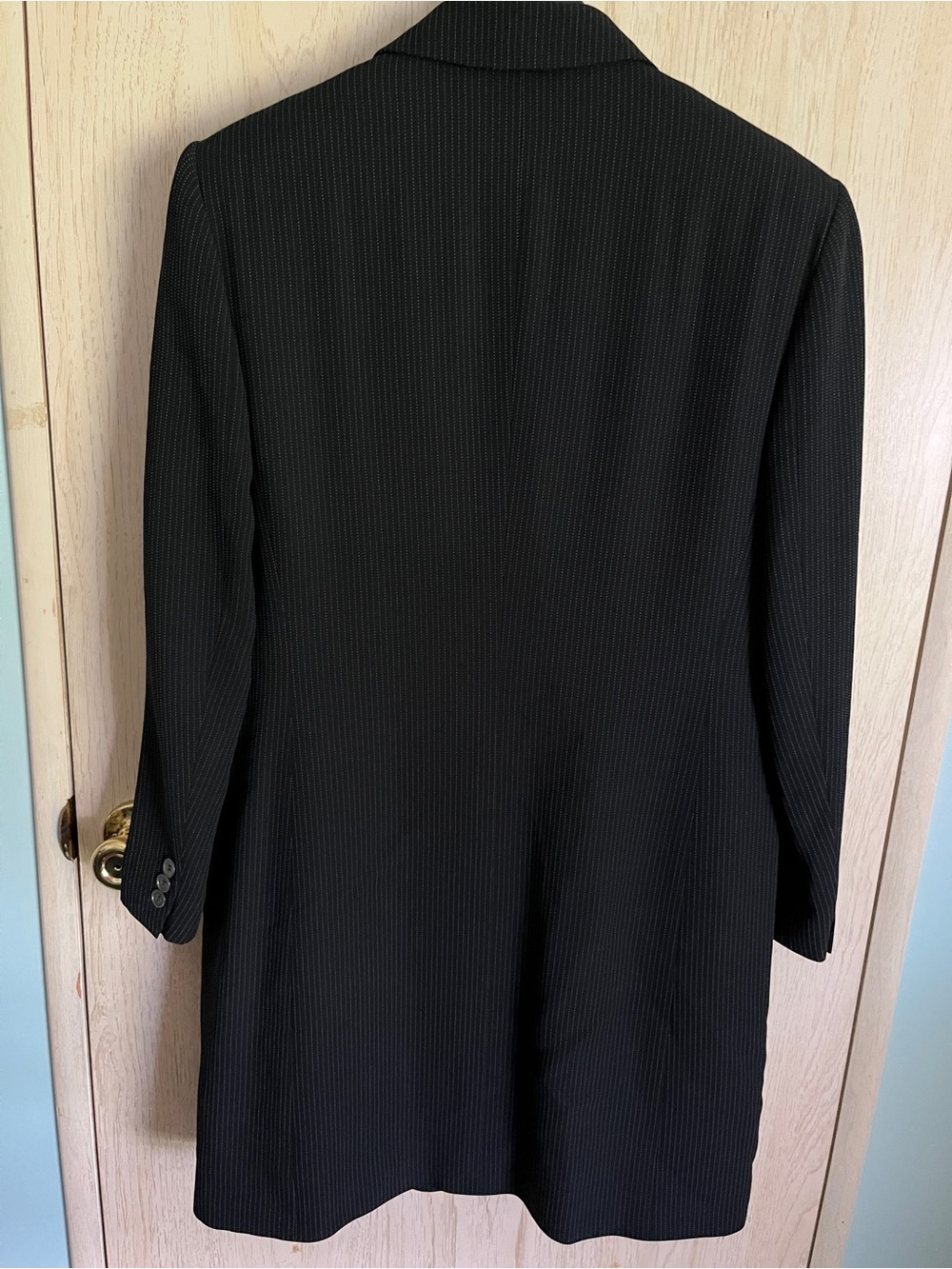 MaxMara Pinstripe 2 Pc Suit Shift Dress w Long Blazer Jacket Sz 12 Career - Picture 11 of 16